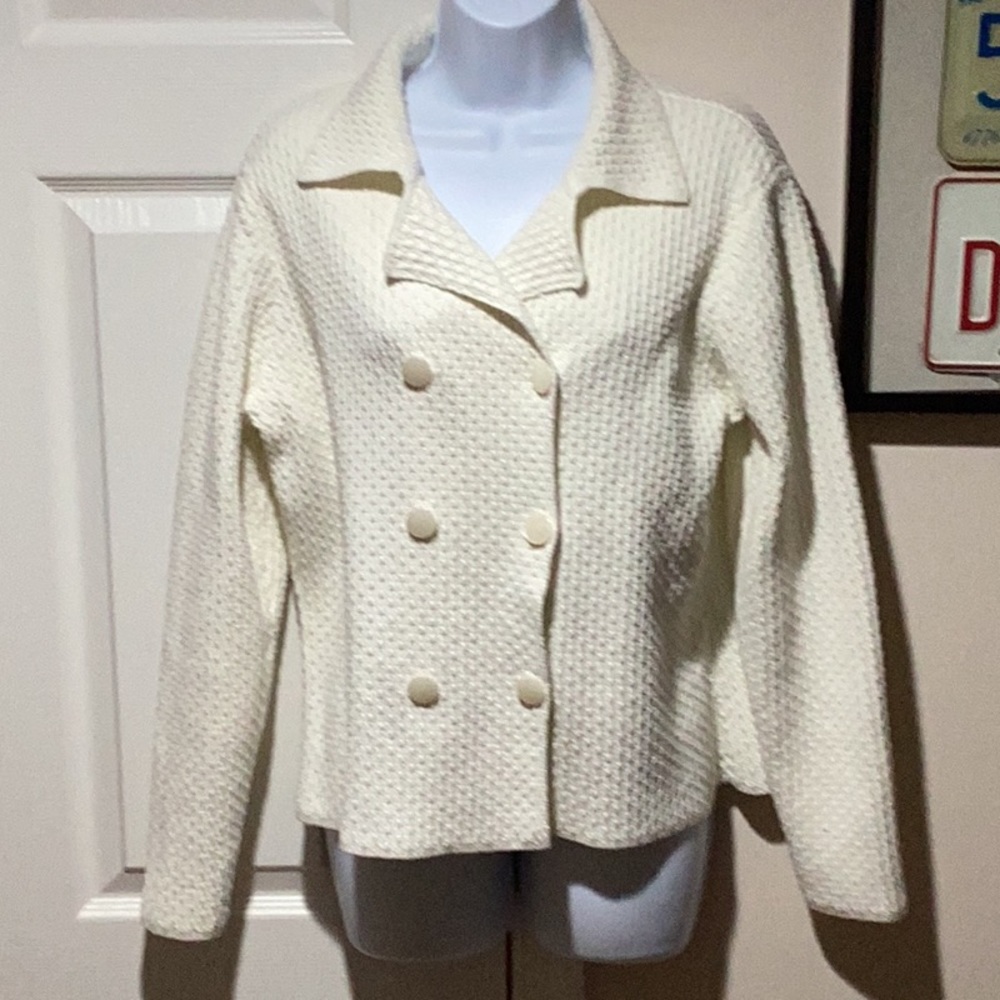 Talbots Cream Double-Breasted Cardigan